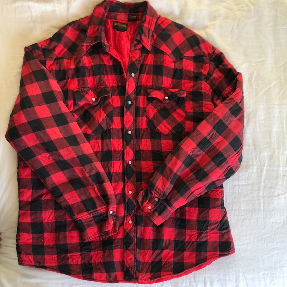 Vintage western Gingham red and black mens jacket.